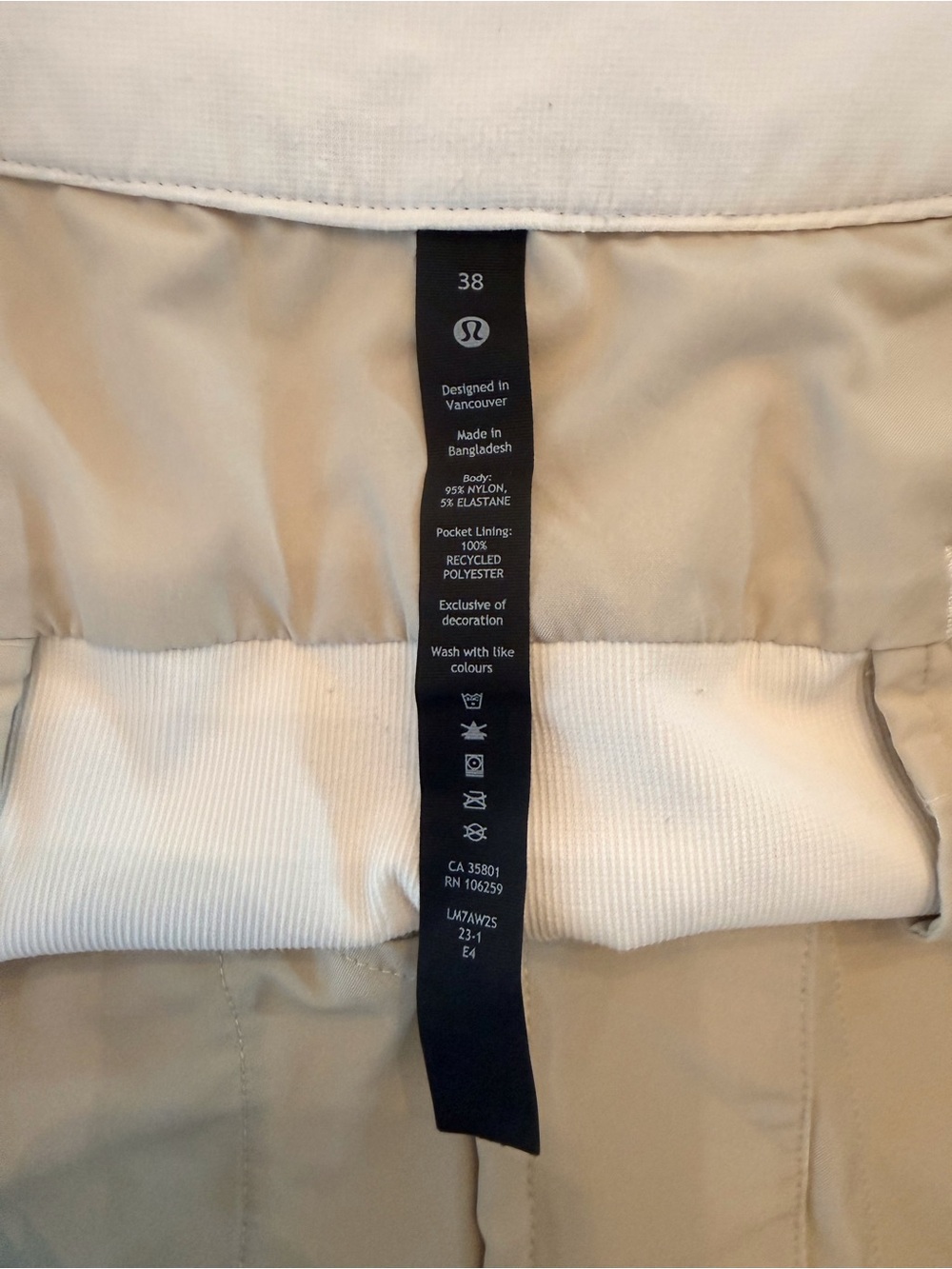 lululemon athletica Commission Men’s White Performance Golf Shorts Size-38 GUC - Picture 7 of 7